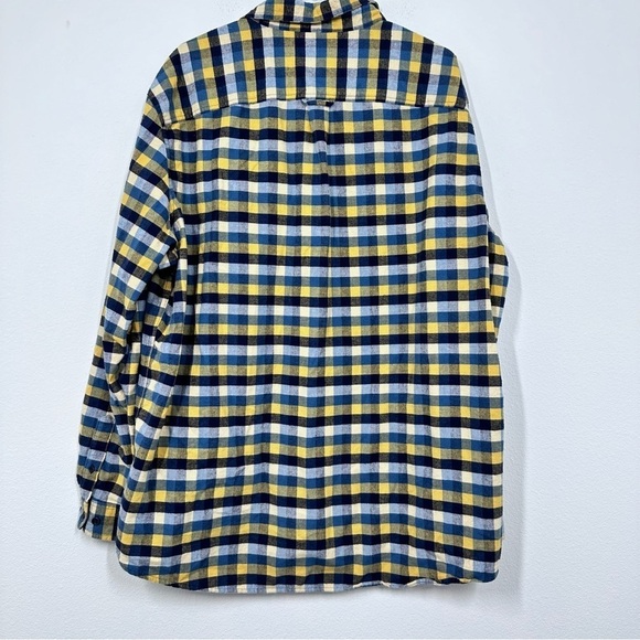 L.L. Bean Yellow Blue Black Plaid Flannel Button Down Shirt Mens XXL Casual Fall - Picture 6 of 6